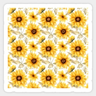 Sunflowers watercolor pattern #2 Sticker